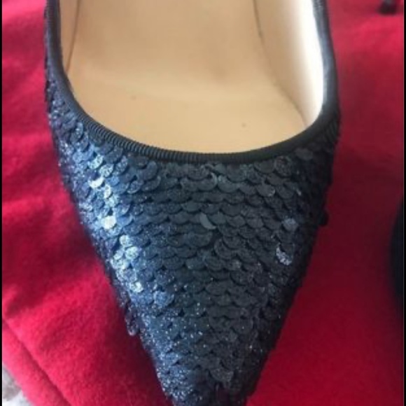 Authentic Christian Louboutin Black Sequin Heels - 38.5 - New Year Shoes!! - Picture 4 of 7